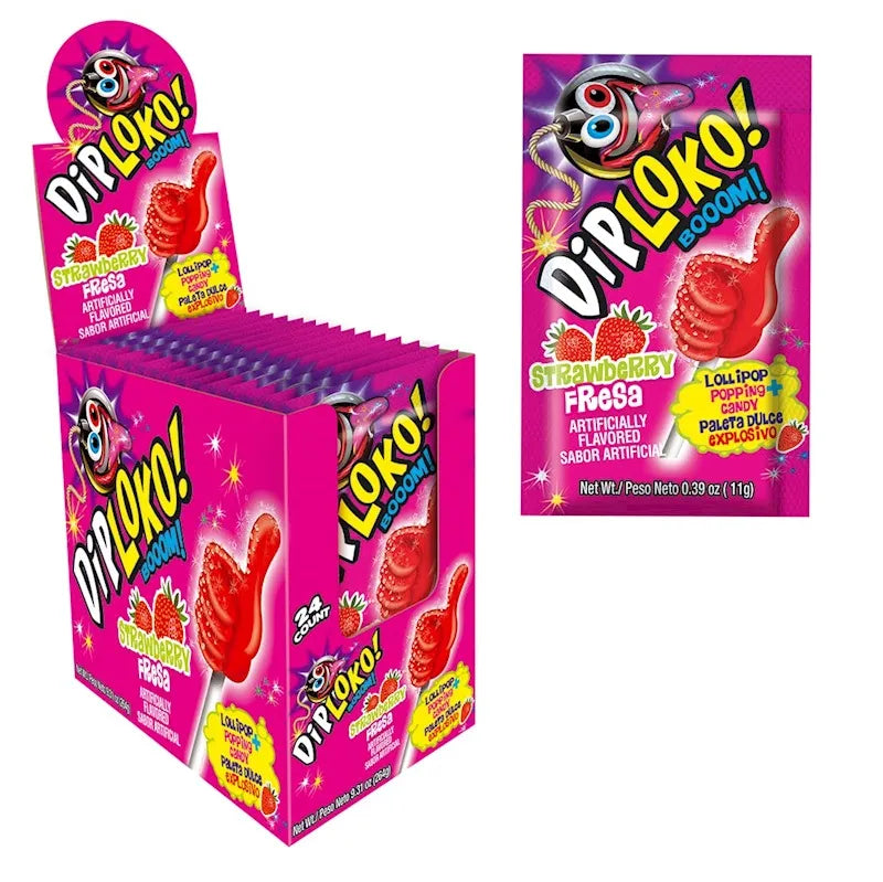 DIPLOKO! Strawberry Lollipop Popping Candy
