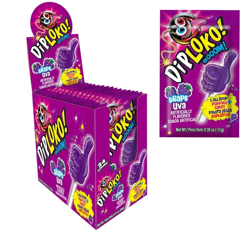 DIPLOKO! Grape Lollipop Popping Candy